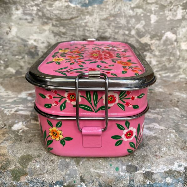 Fiambrera Eco-Friendly Doble Acero Inox Rosa