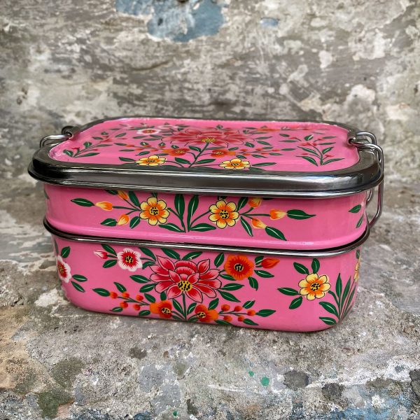 Fiambrera Eco-Friendly Doble Acero Inox Rosa