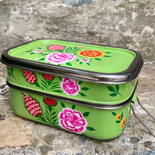 Fiambrera Eco-Friendly Doble Acero Inox Verde