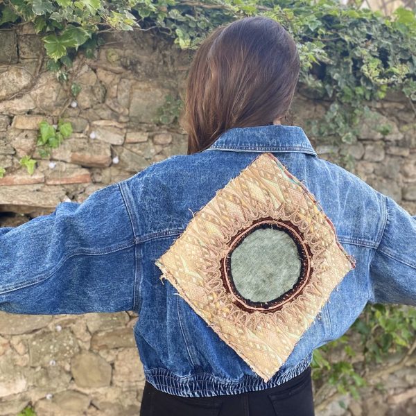Chaqueta denim up-cycling vintage Huipil Aloe