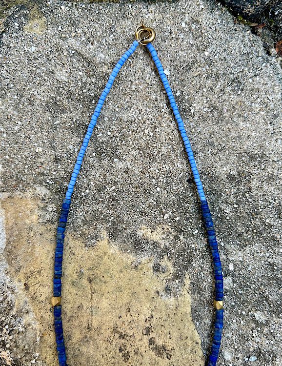 Collar colgante petalos azules - Imagen 4