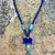 Collar colgante petalos azules