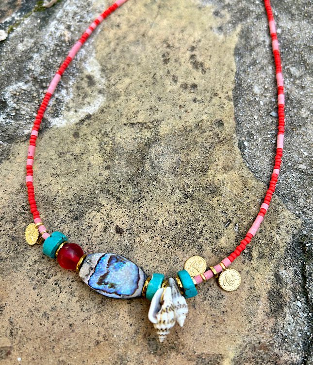Collar rojo nacre - Imagen 4