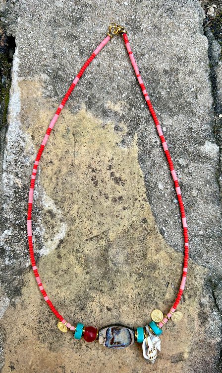 Collar rojo nacre - Imagen 2