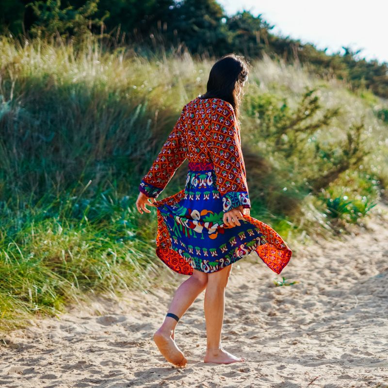 kimono seda vintage reversible fucsia cisnes GlobE tarifa