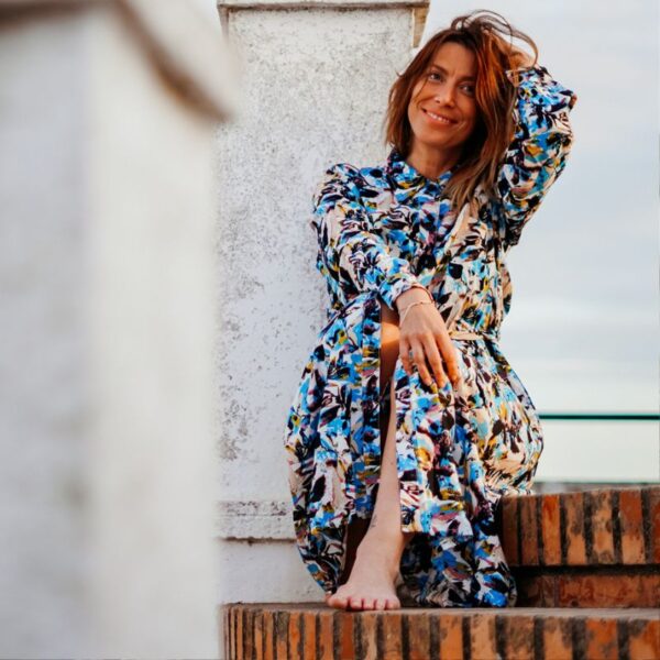 Maxi Kimono viscosa graphic azul