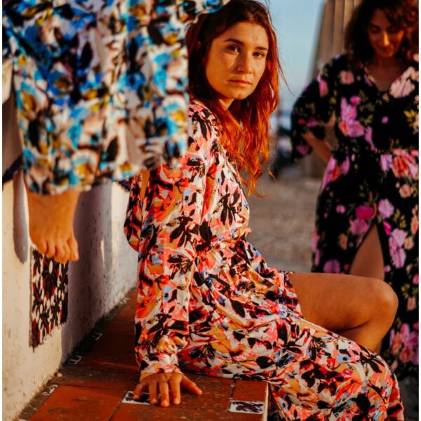 Maxi Kimono viscosa graphic rosa