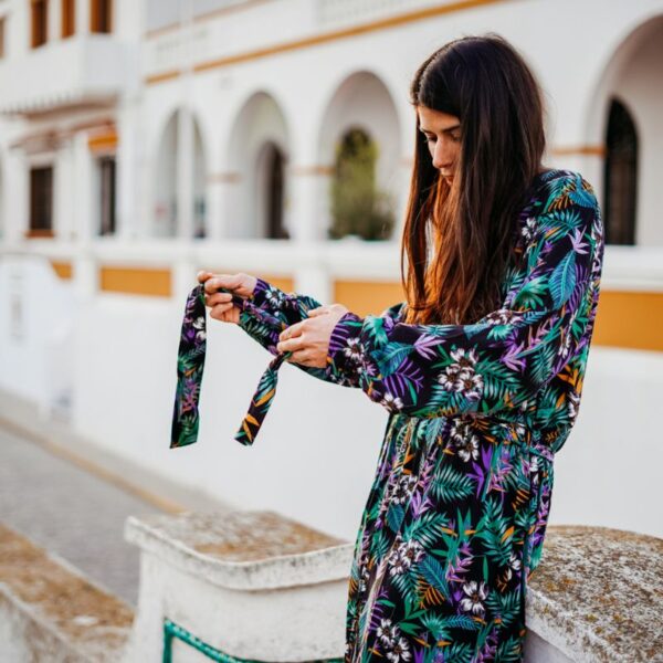 Maxi Kimono viscosa jungle verde lila