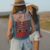 Chaleco denim up-cycling vintage Huipil rosa