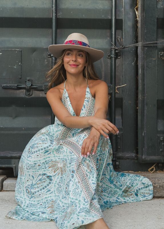 Magic dress seda blanco y azul