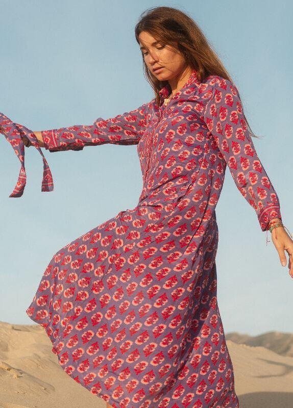 Camisero seda India morado