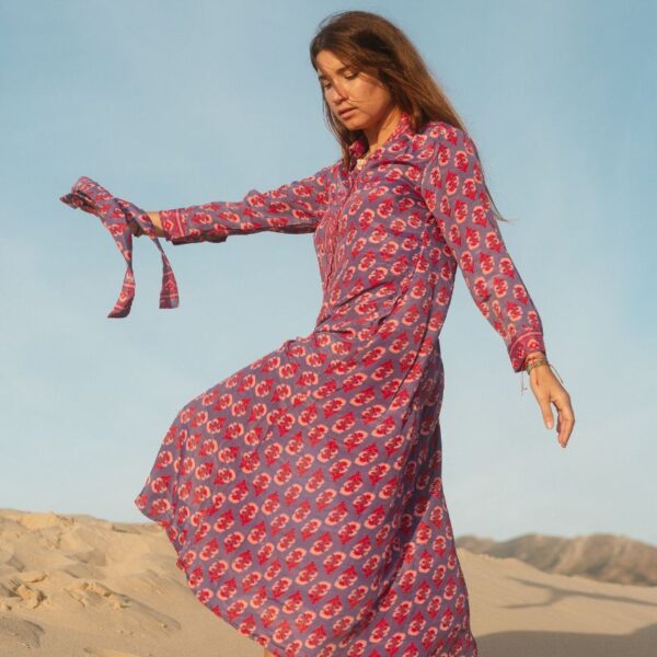 Camisero seda India morado