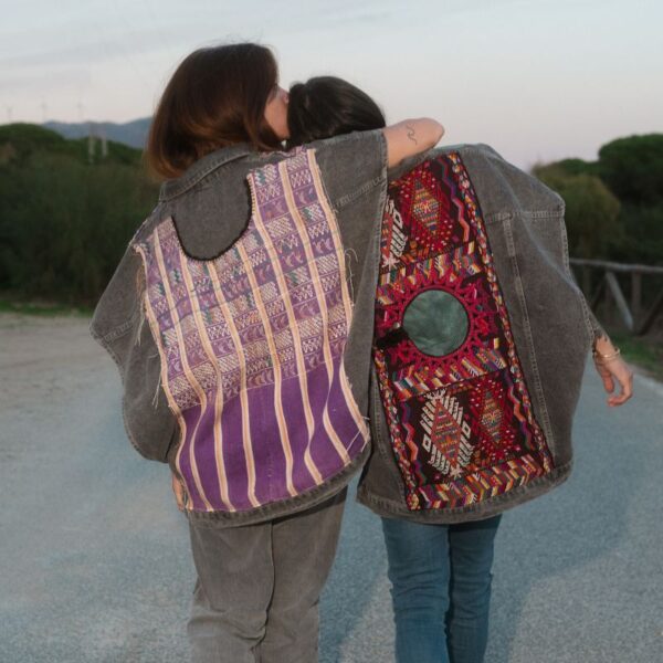 Chaleco oversize denim up-cycling vintage Huipil special